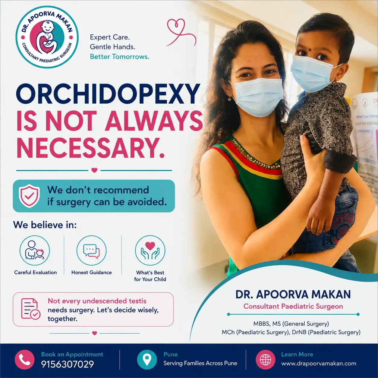 Infographics about Orchidopexy is not necessary always - Dr. Apoorva Makan Explains.
