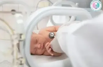 New born baby in operation theatre.